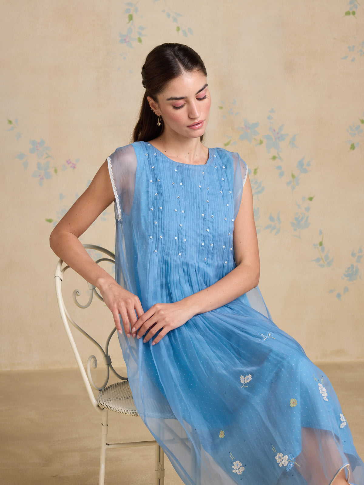 Blue Poppy A-Line Dress