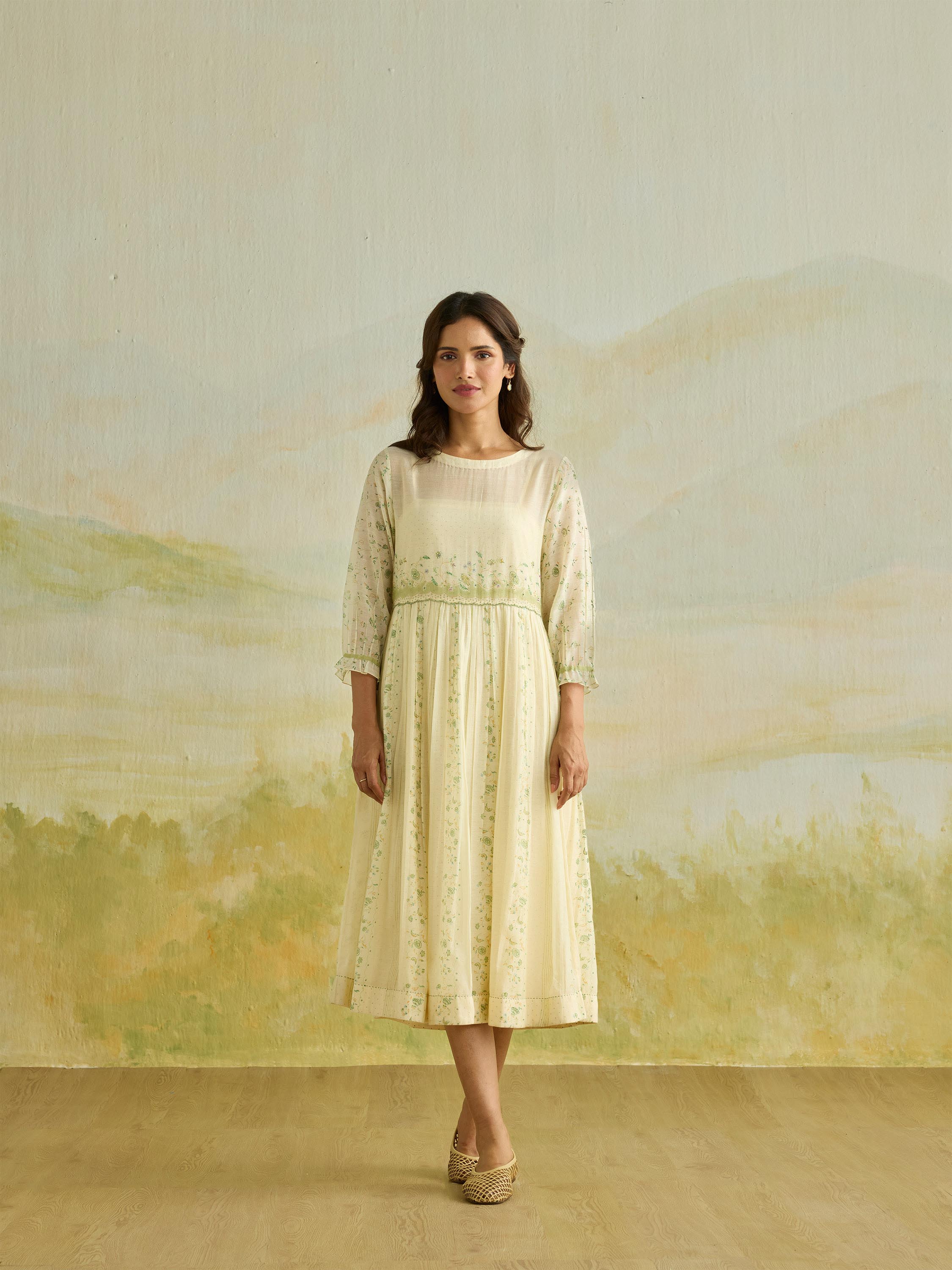 Lime Petal Midi Dress