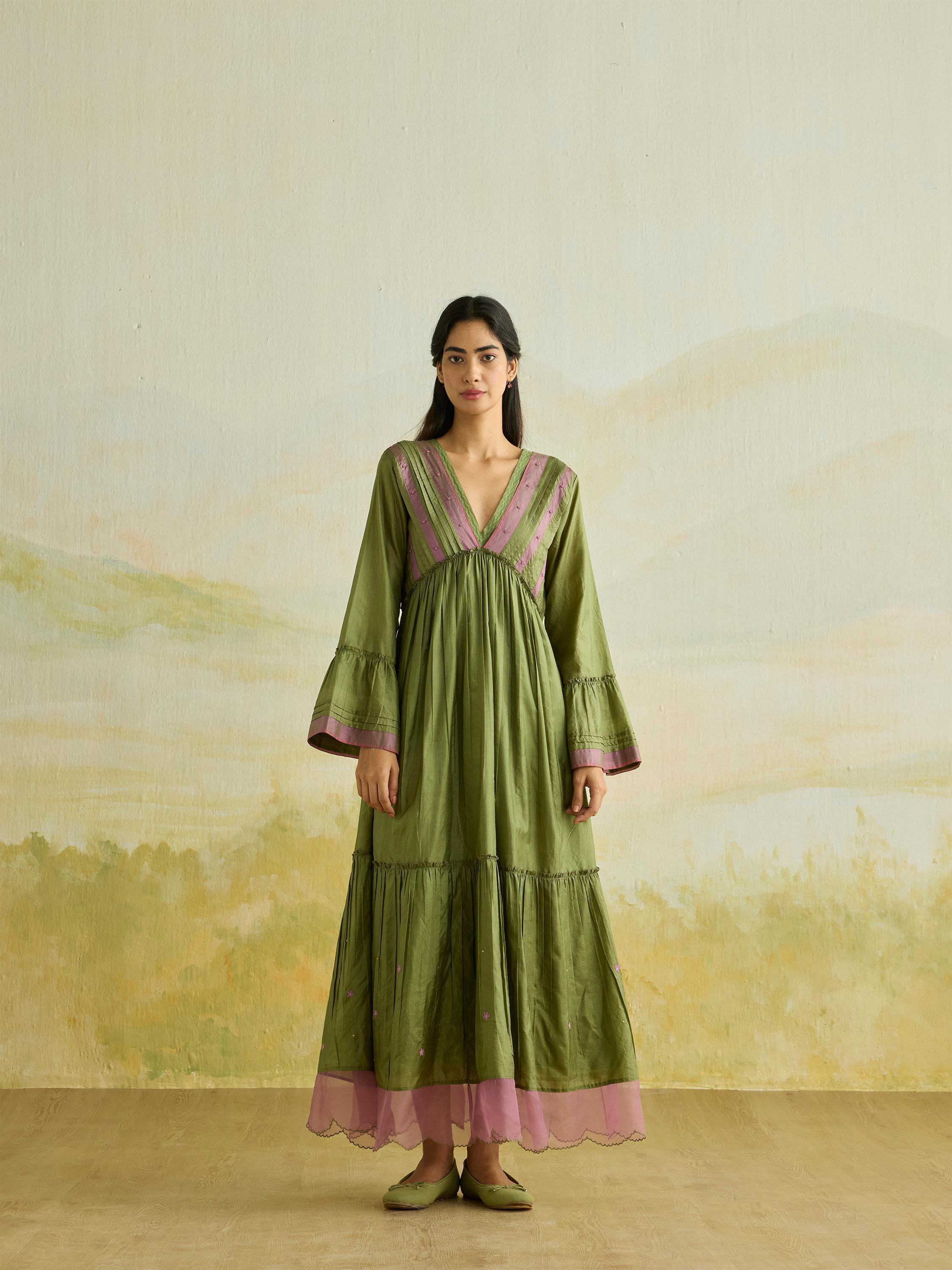 Echoleaf Silk Maxi Dress