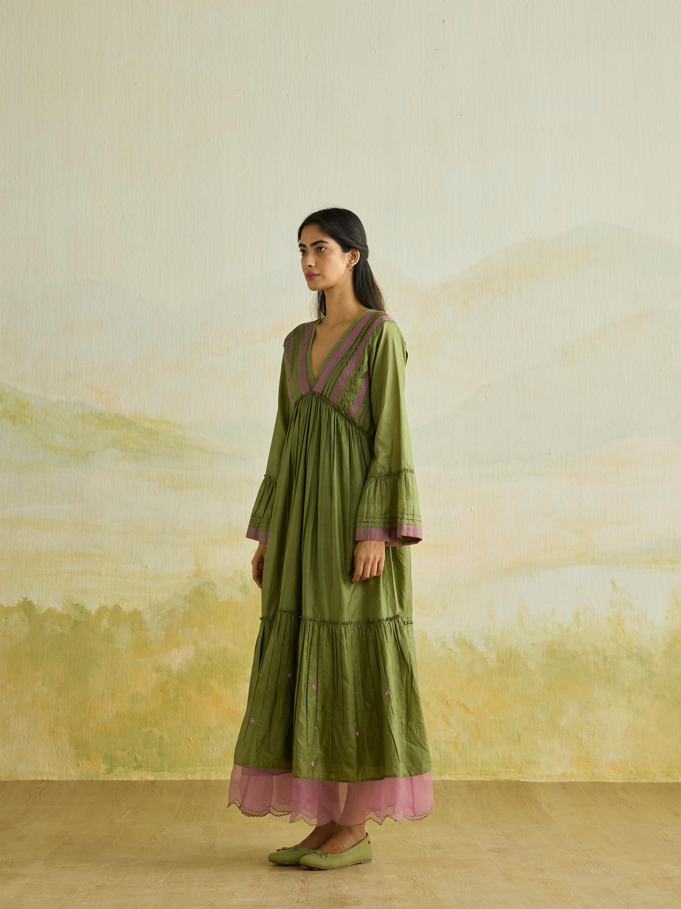 Echoleaf Silk Maxi Dress