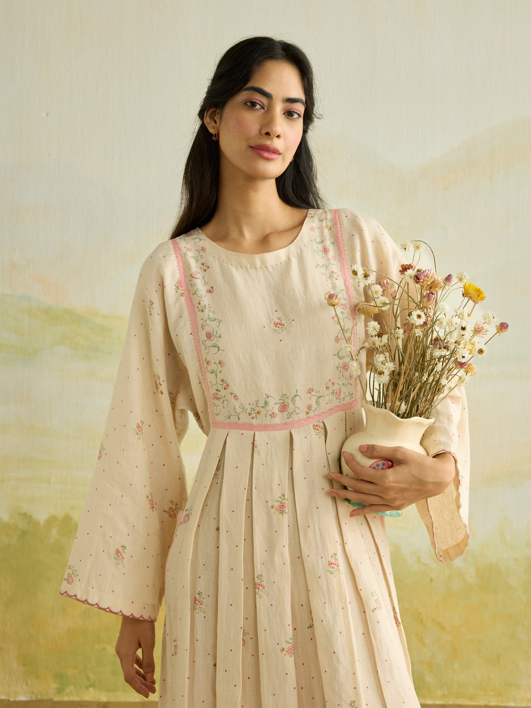 Clayflower Linen Kaftan Dress