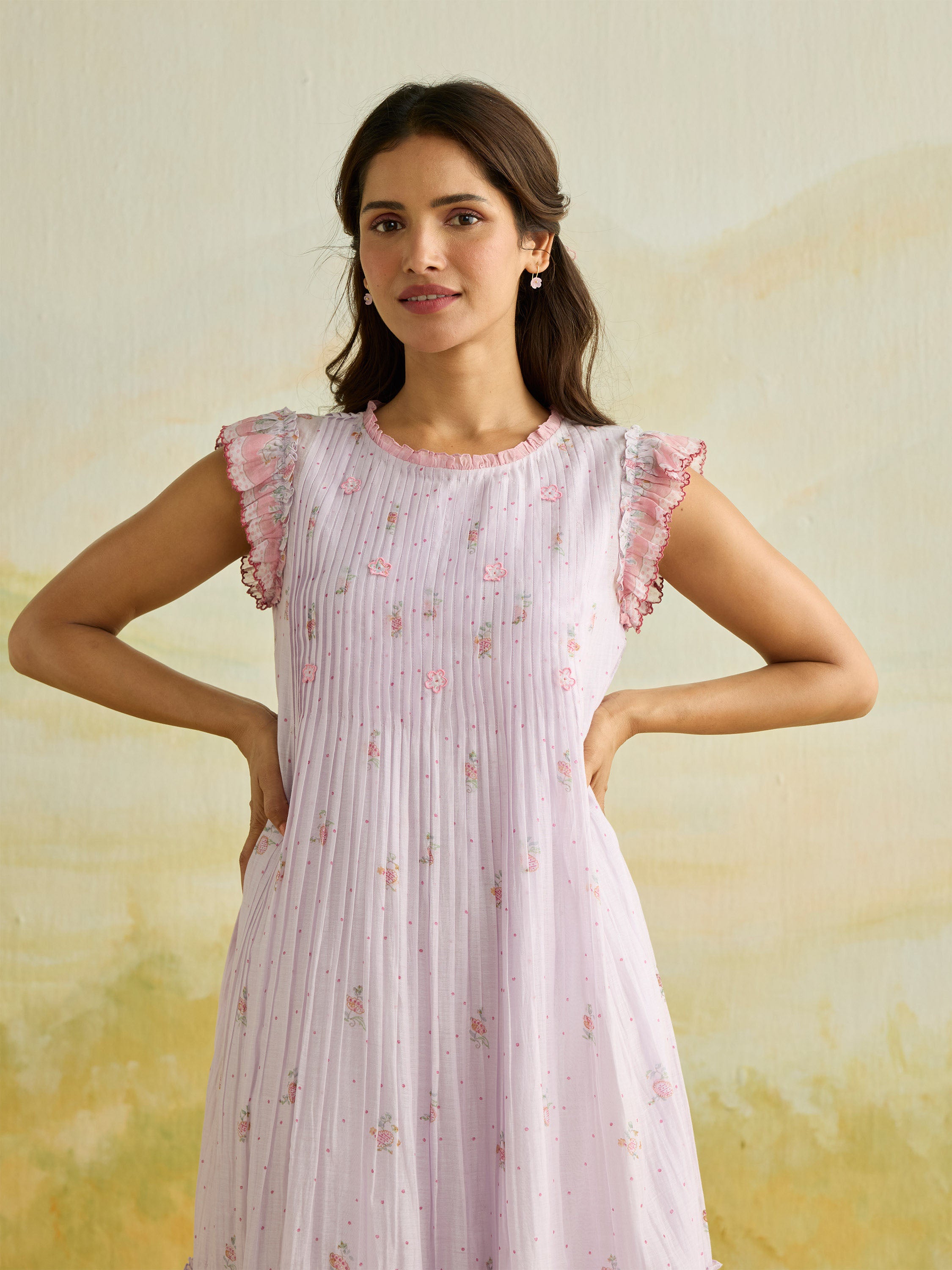 Petalglow Ruffle Midi Dress