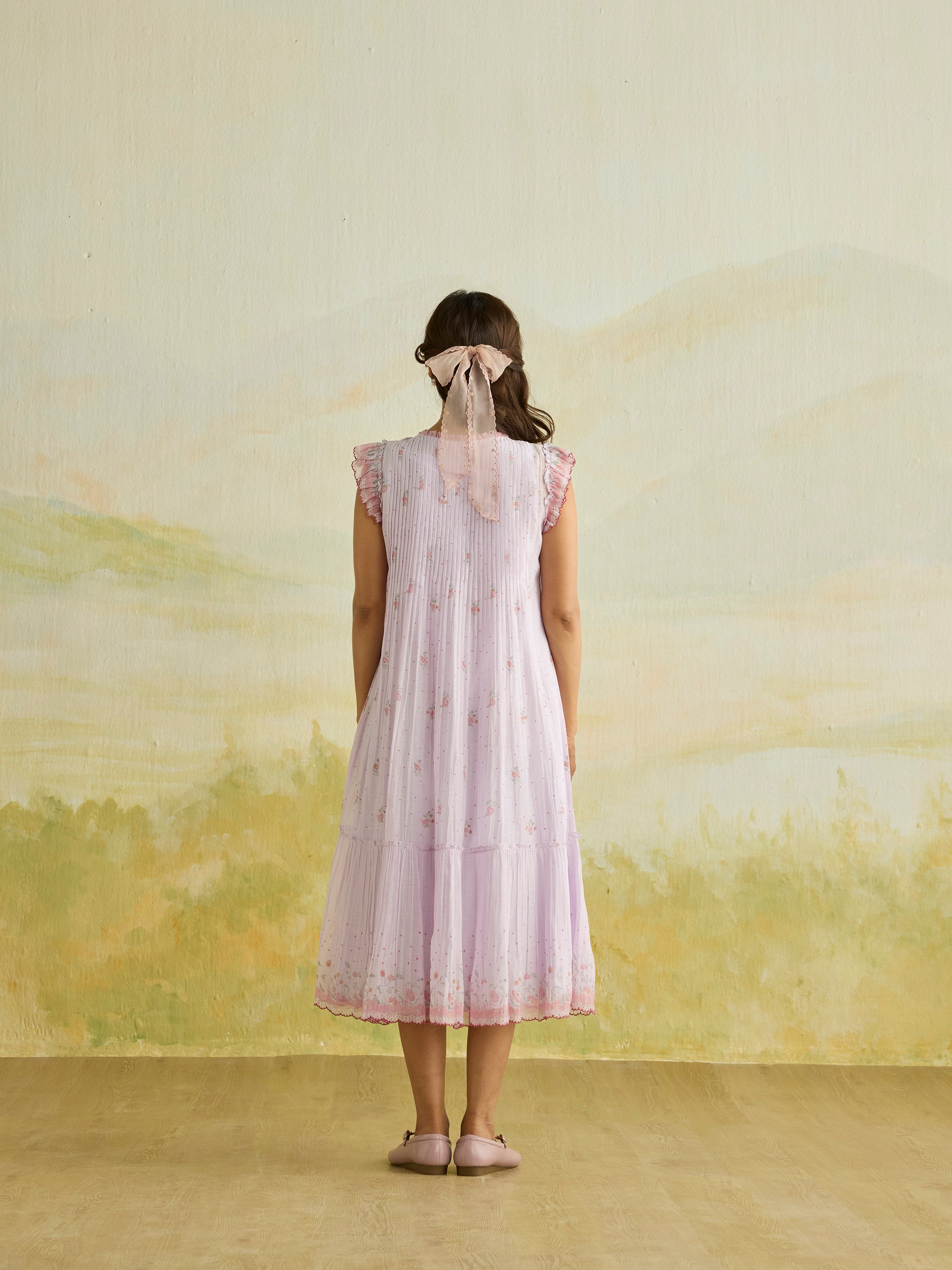 Petalglow Ruffle Midi Dress
