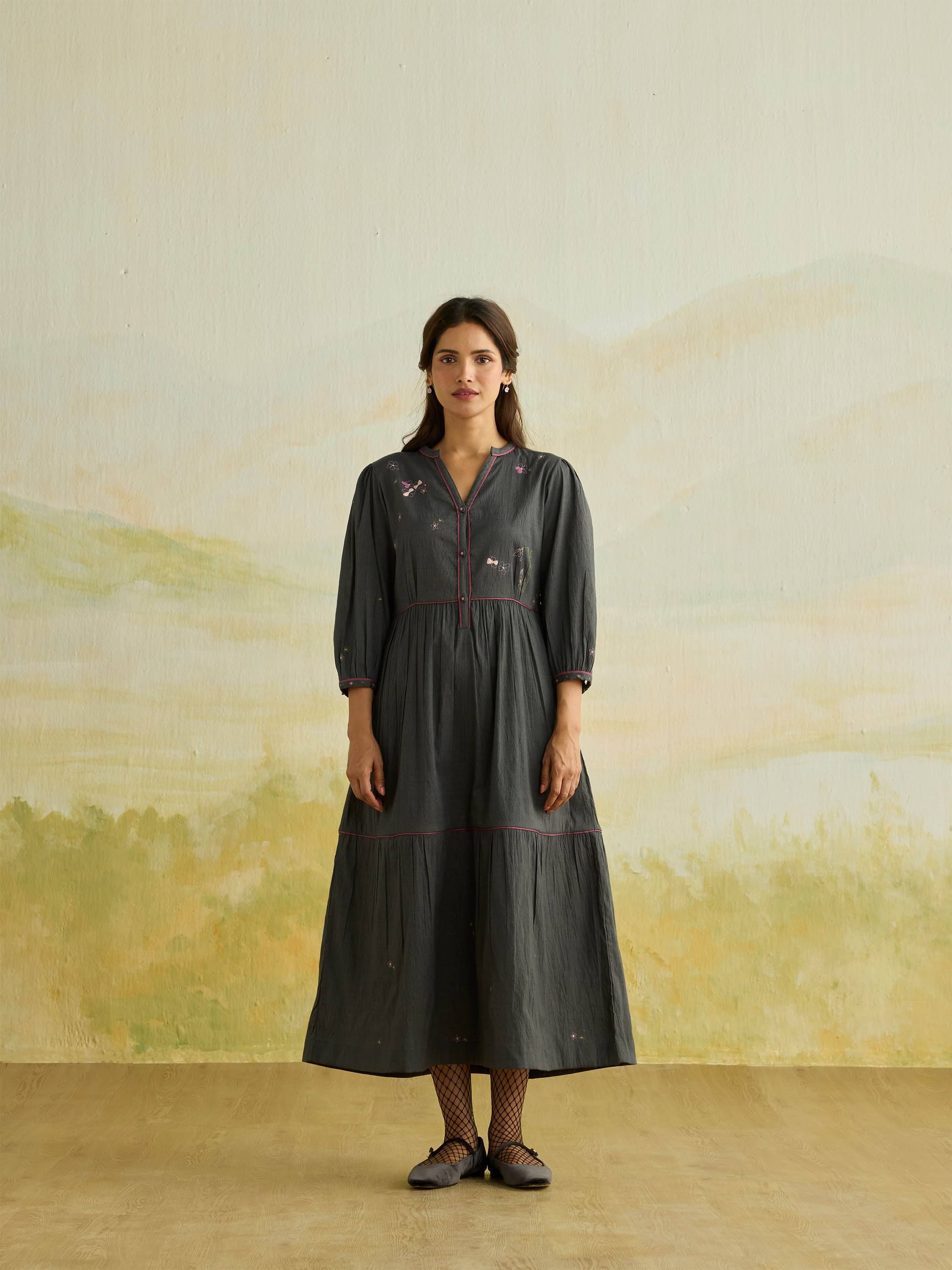 Shadowfern Wool Midi Dress