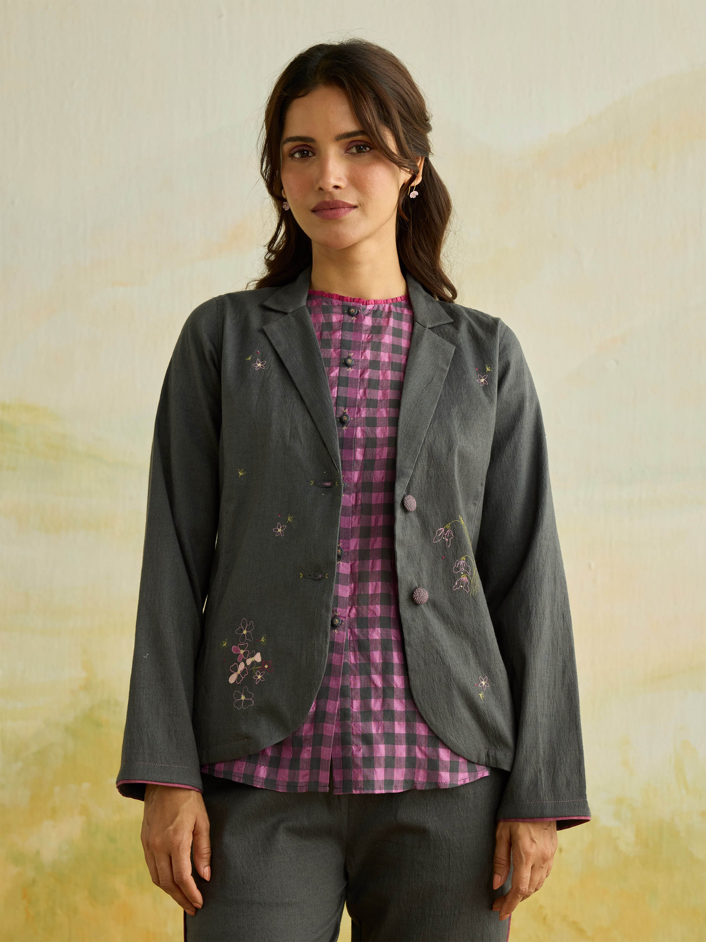 Charcoal Bloom Wool Jacket
