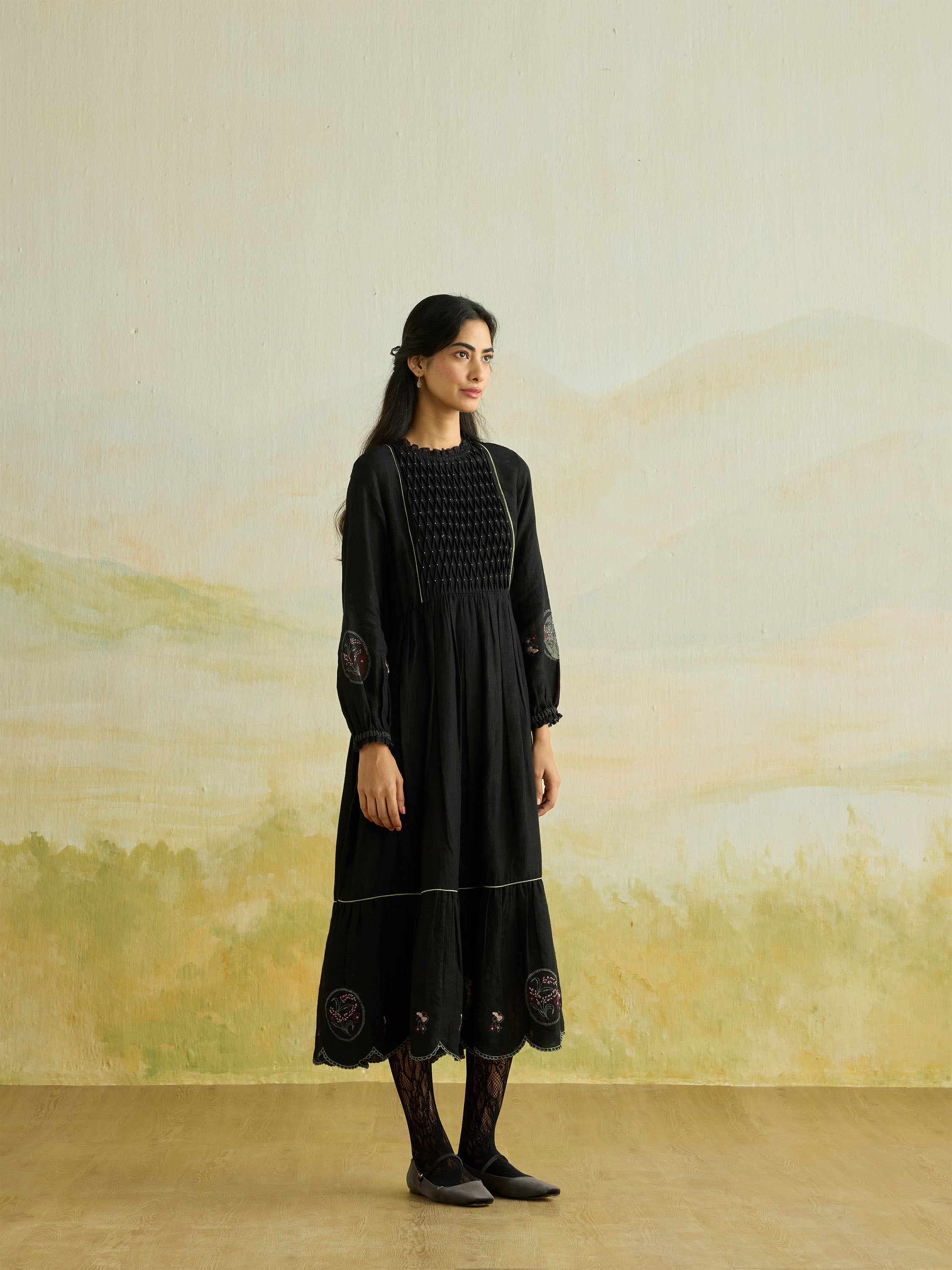 Midnight Grove Linen Dress