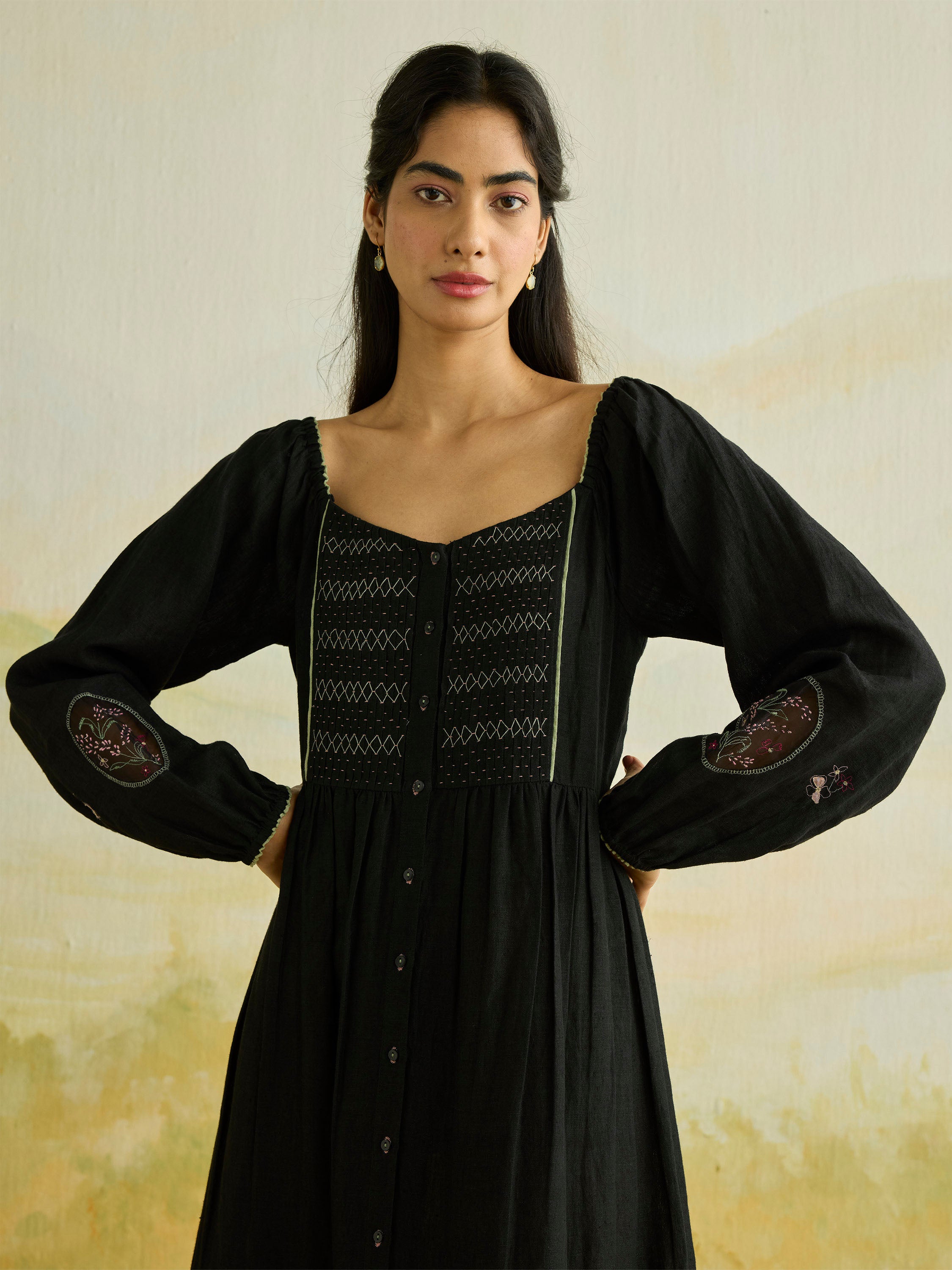 Nightvine Linen Dress