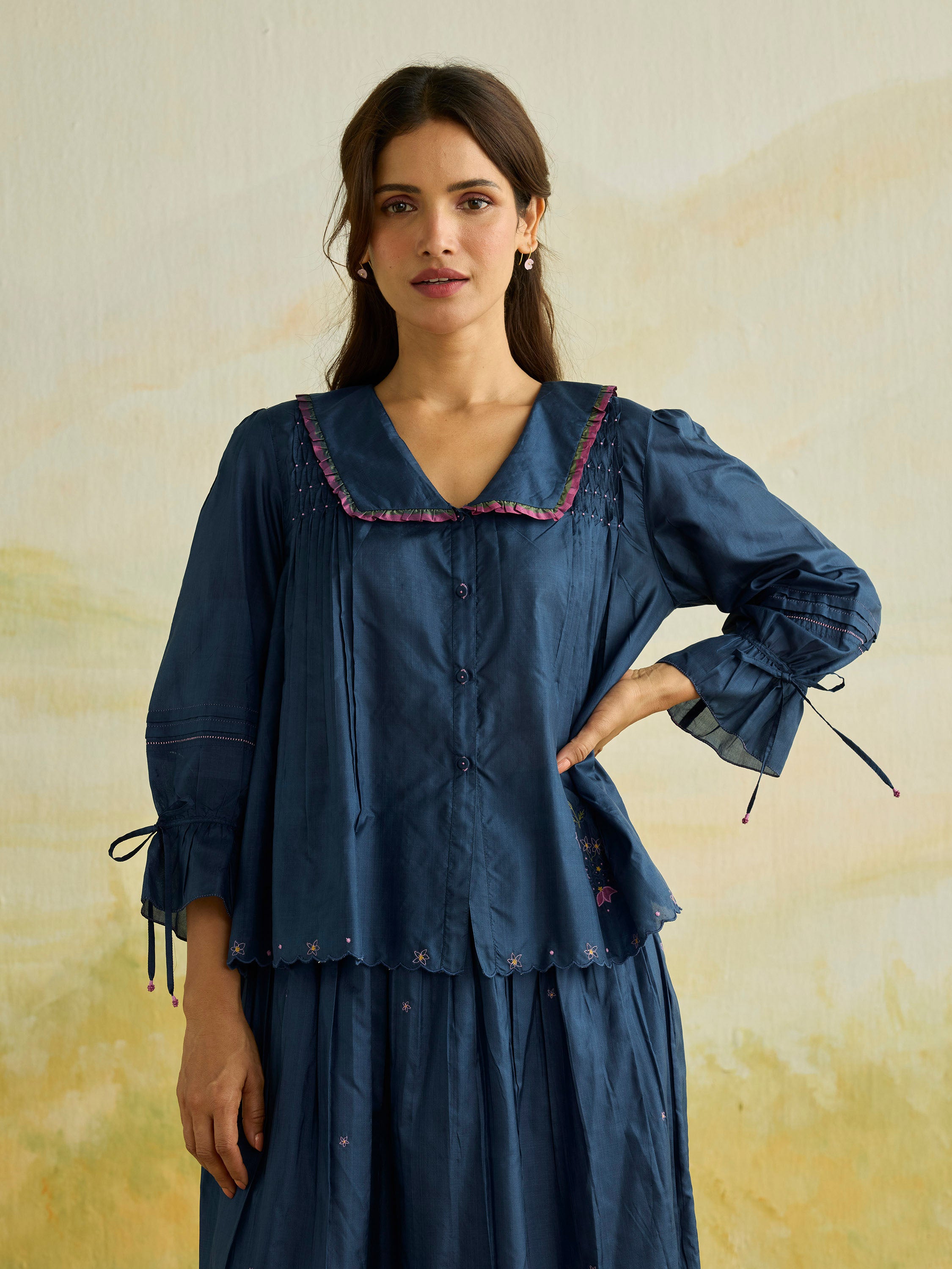 Blue Mirage Silk Blouse
