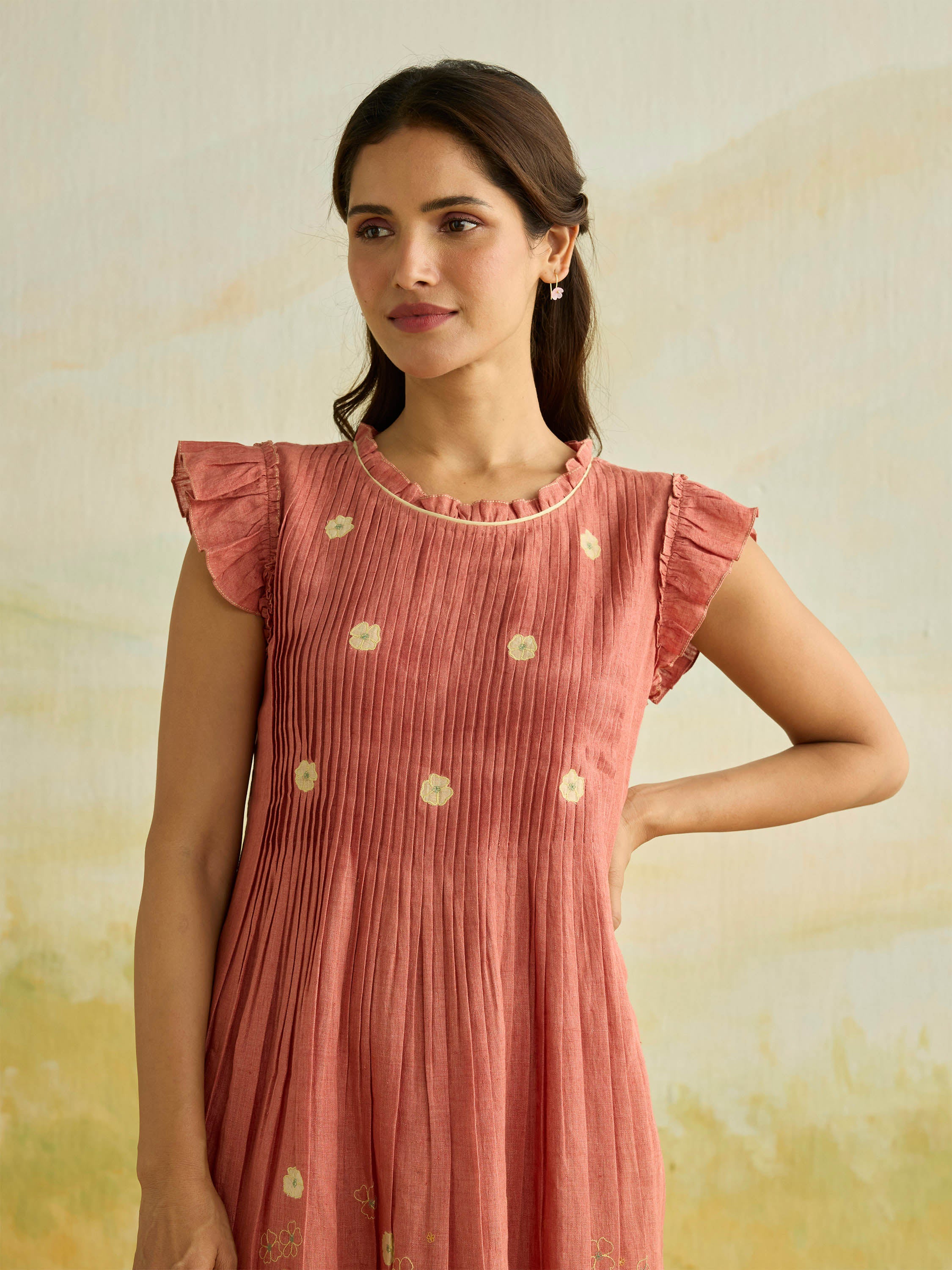 Amberwood Linen Ruffle Dress