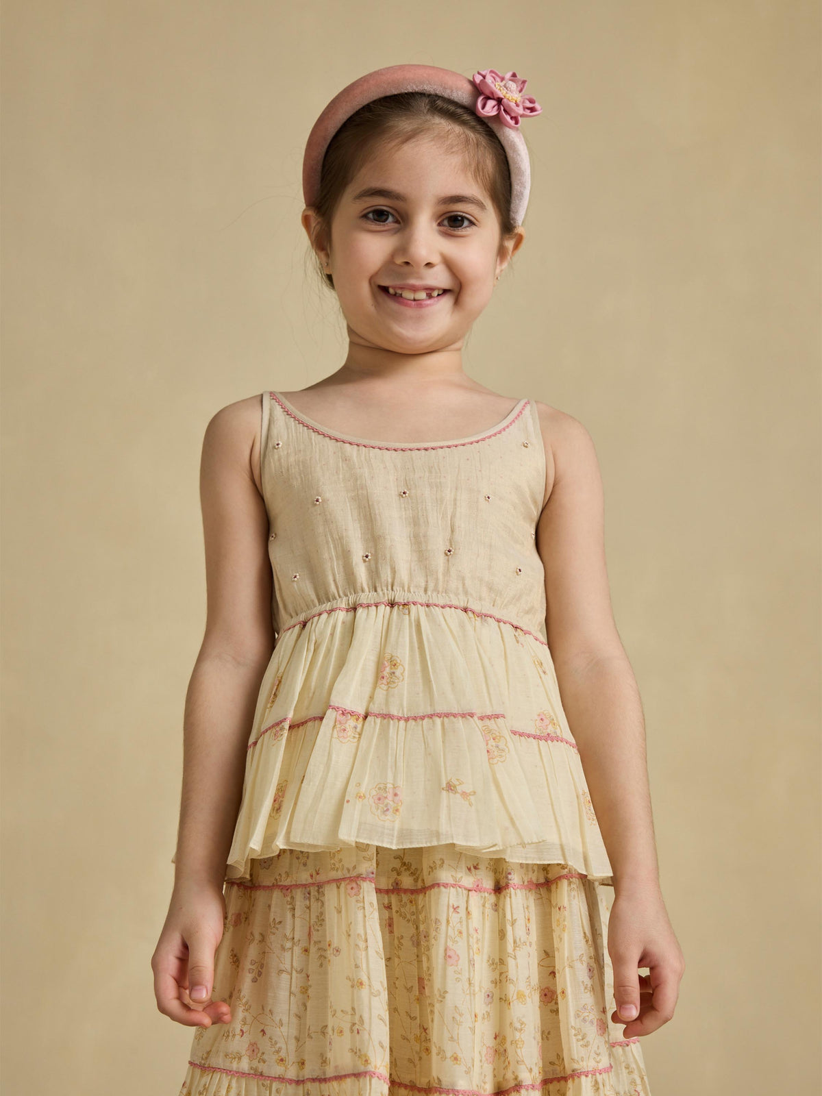 Little Ruffle Camisole Top | Hand Block Printed Cotton Kids Top | Buna
