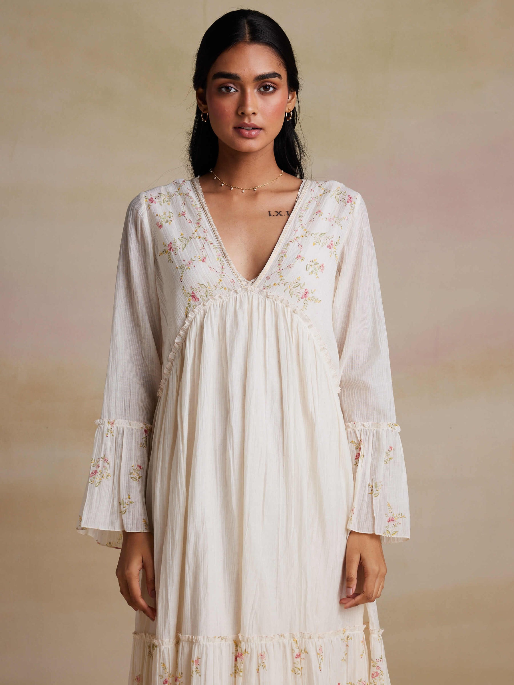 Vintage Cotton Green Garden Wrap Mini Dress