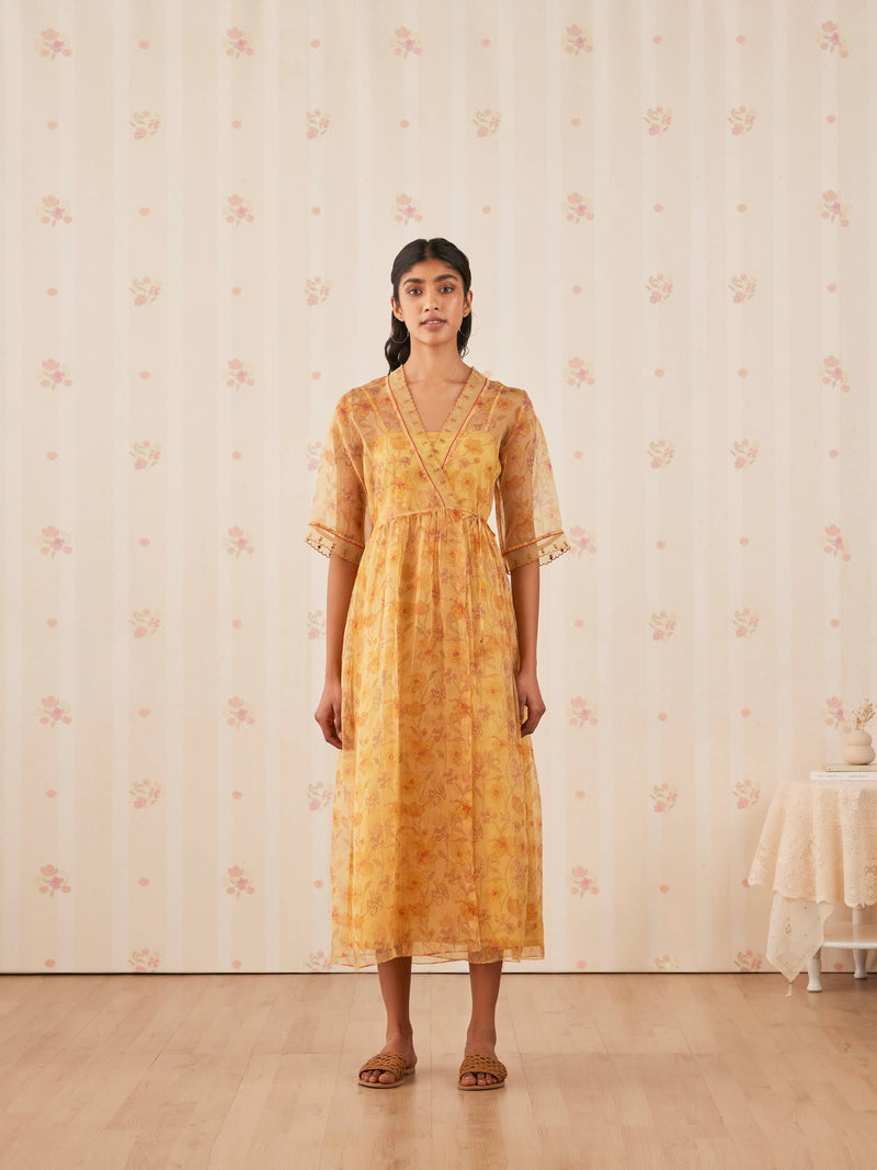 Golden Hour Wrap Midi Dress: Shop Whimsical Organza Dresses