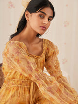 Saffron Shirred Organza Dress