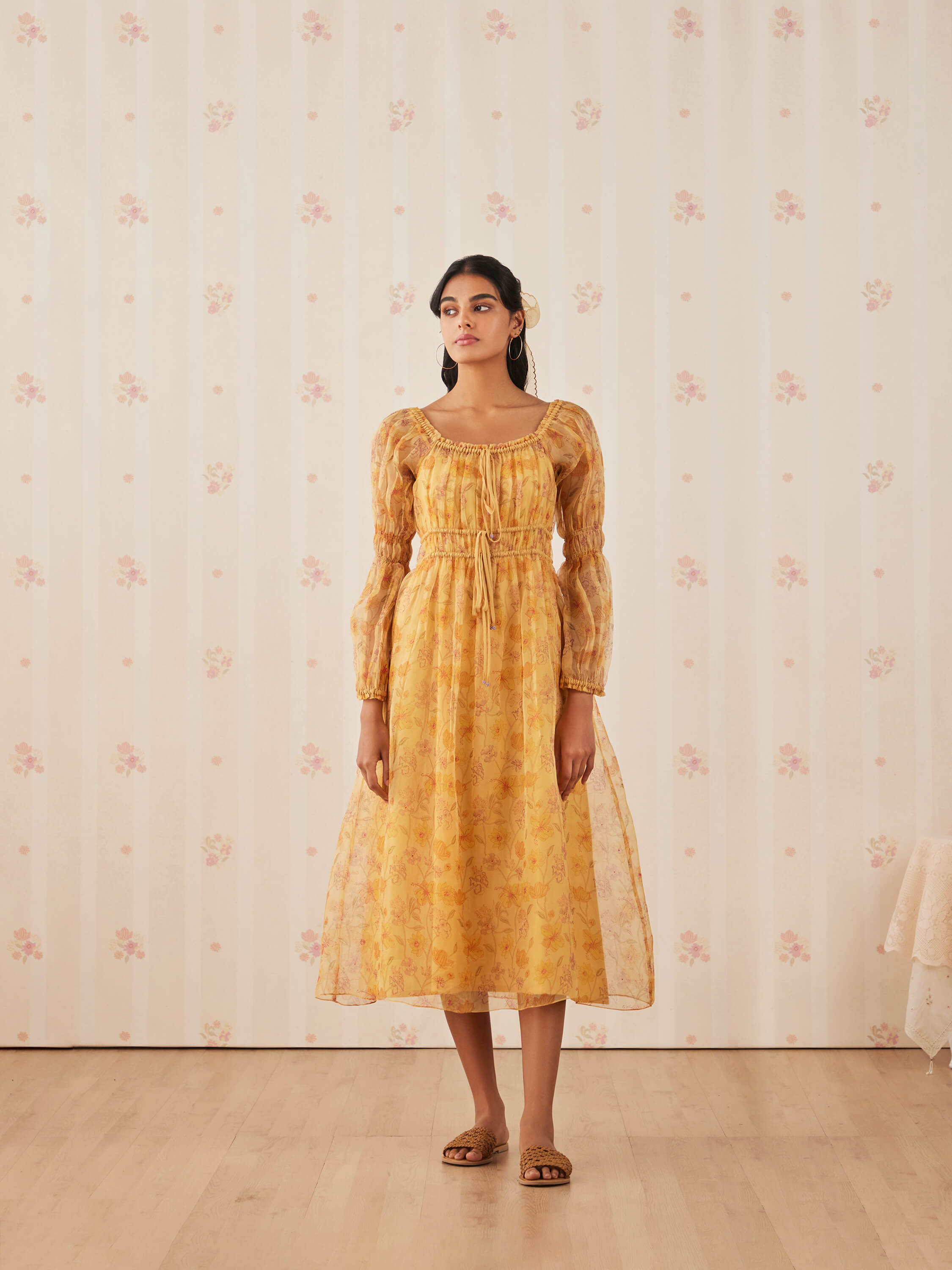 Saffron Shirred Organza Dress - Image 10