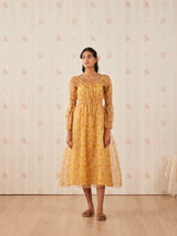 Saffron Shirred Organza Dress