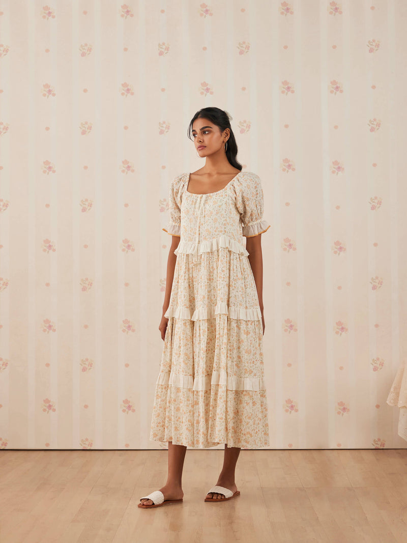 RUFFLE WRAP DRESS BIRDS OF A FEATHER