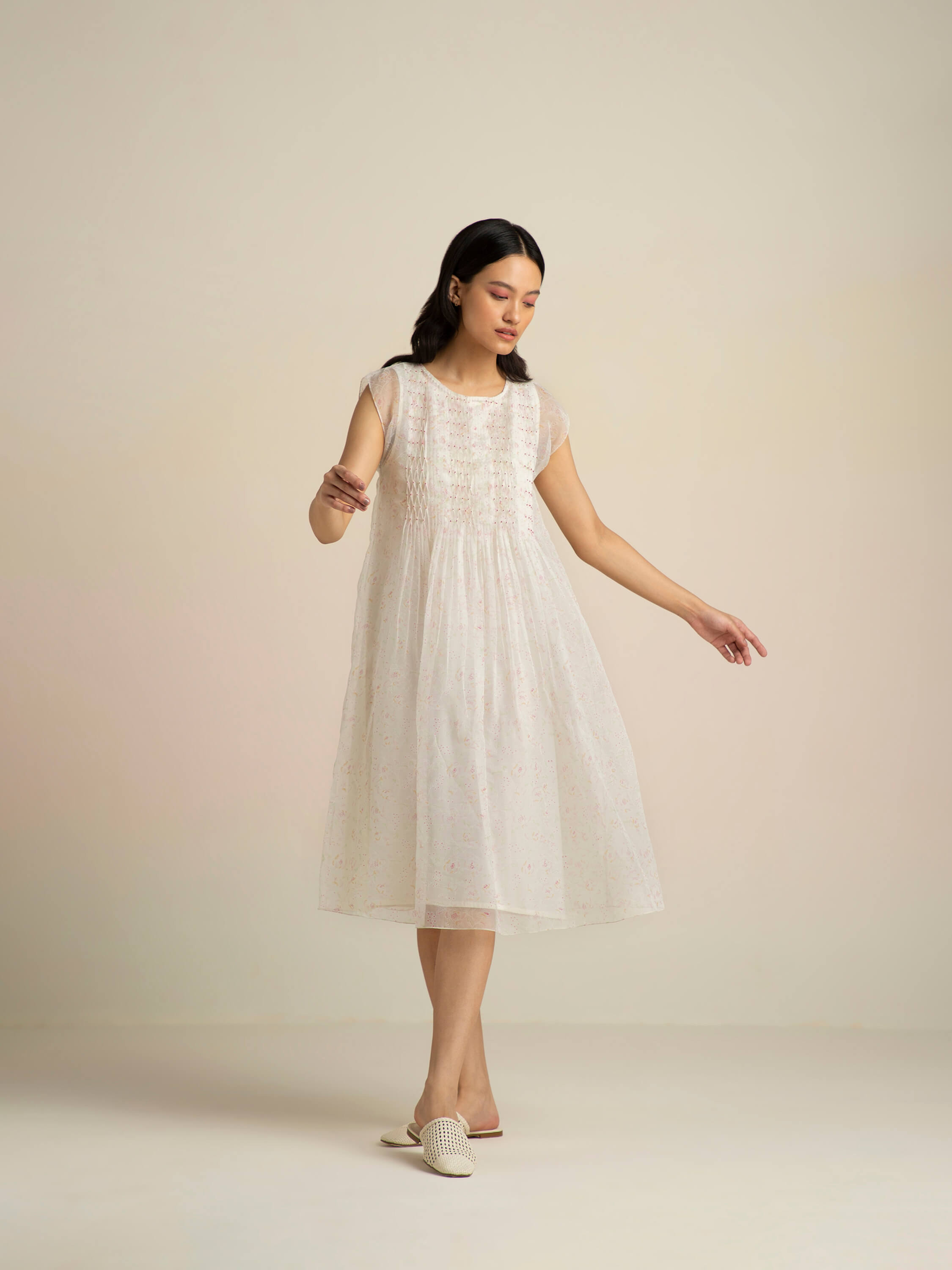 Faded Rose Organza Midi Dress - Image 5