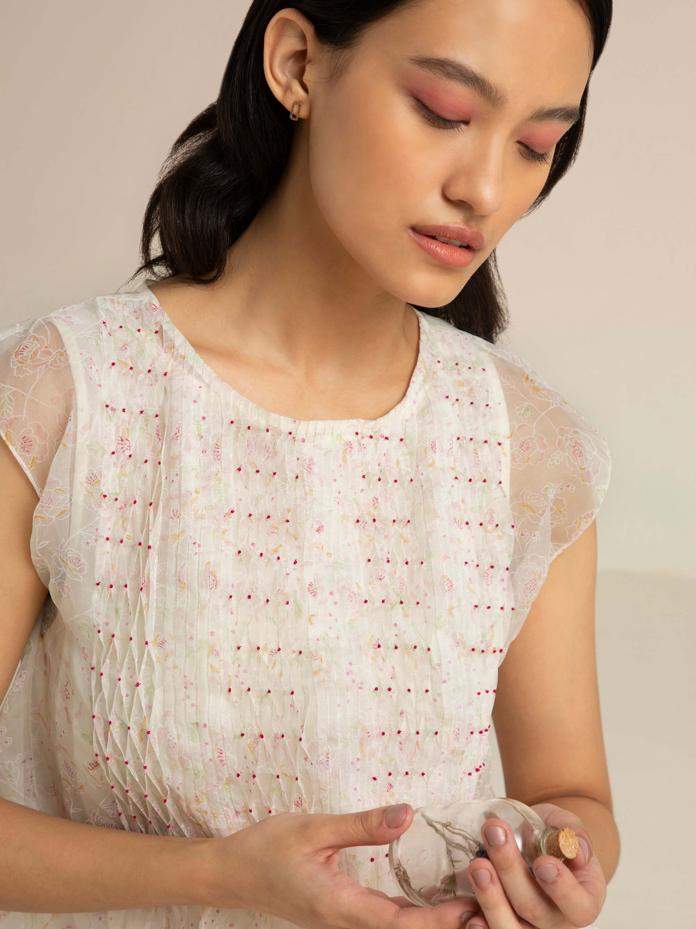 Faded Rose Organza Midi Dress - Image 7