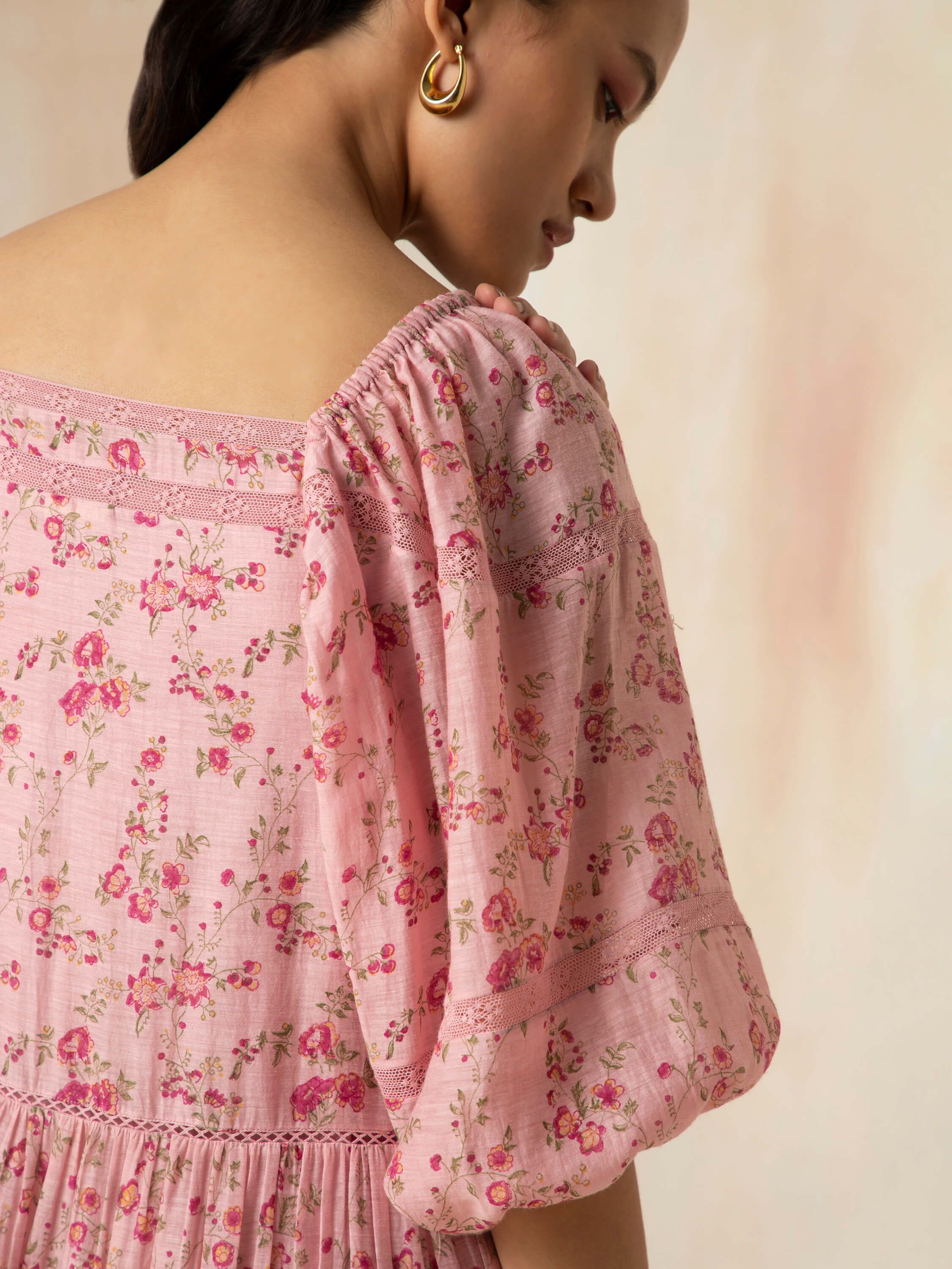 Flamingo Peasant Dress - BunaStudio