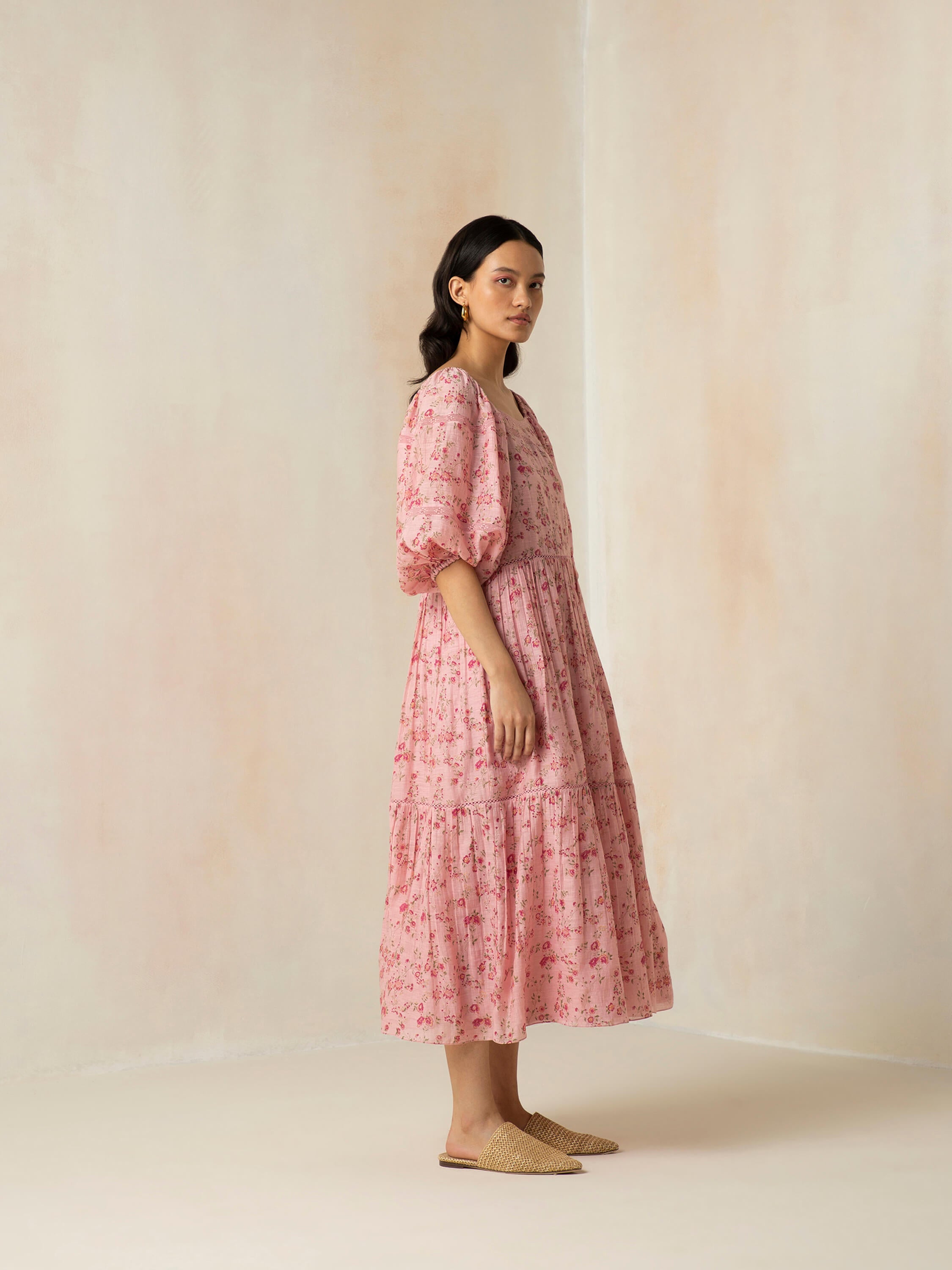 Flamingo Peasant Dress - BunaStudio