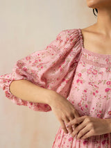 Flamingo Peasant Dress - BunaStudio