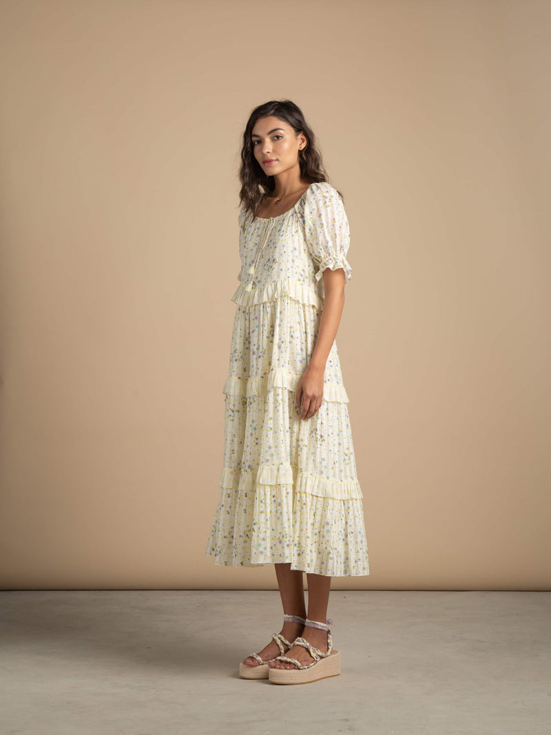 Lovelorn Ruffle Midi Dress - BunaStudio