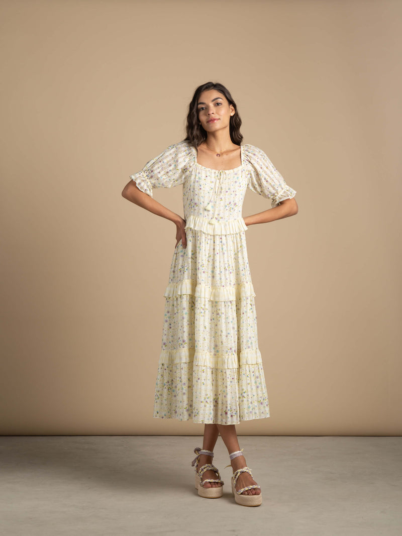 Lovelorn Ruffle Midi Dress - BunaStudio