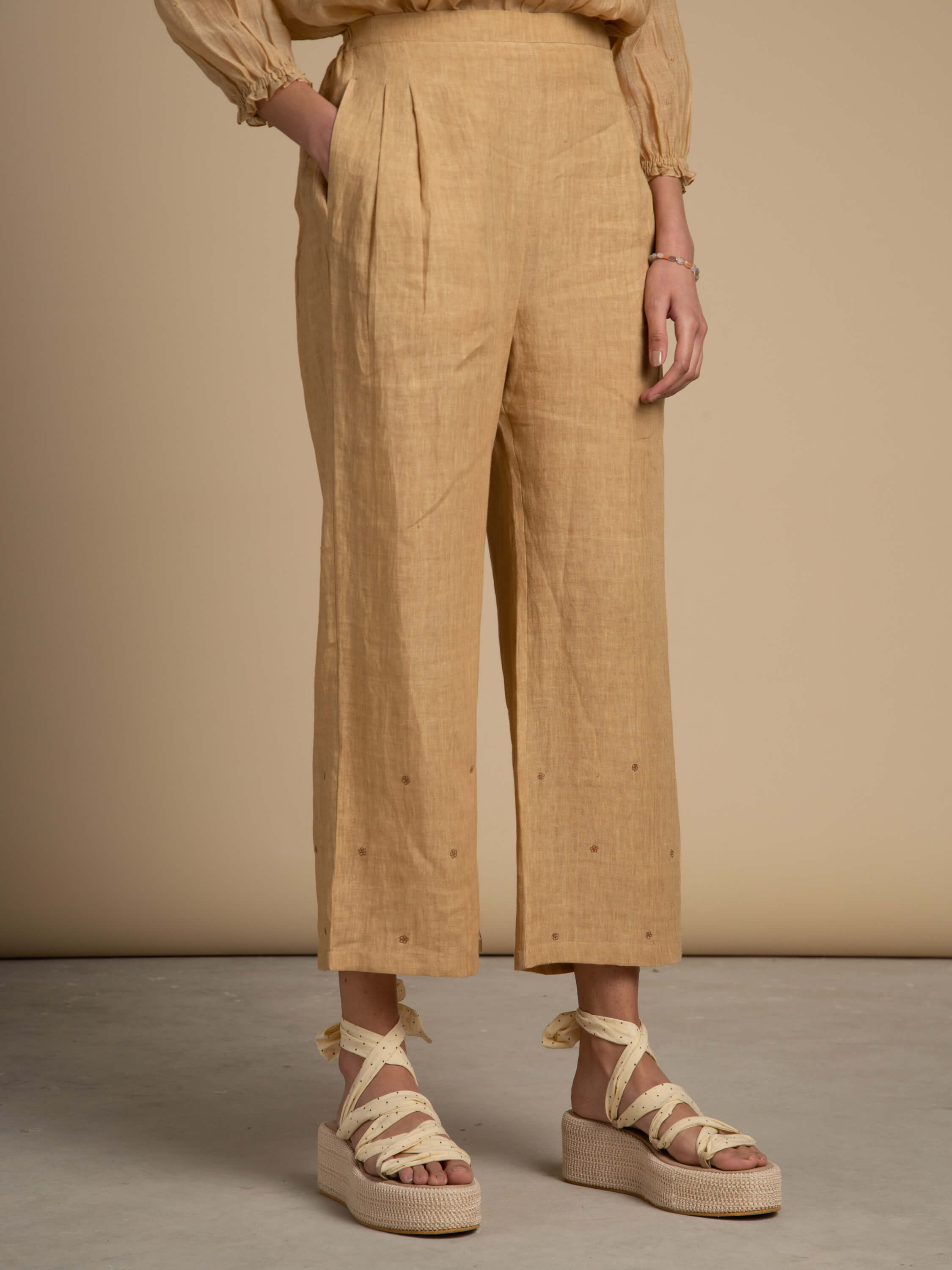 Milk Tea Linen Pants - BunaStudio