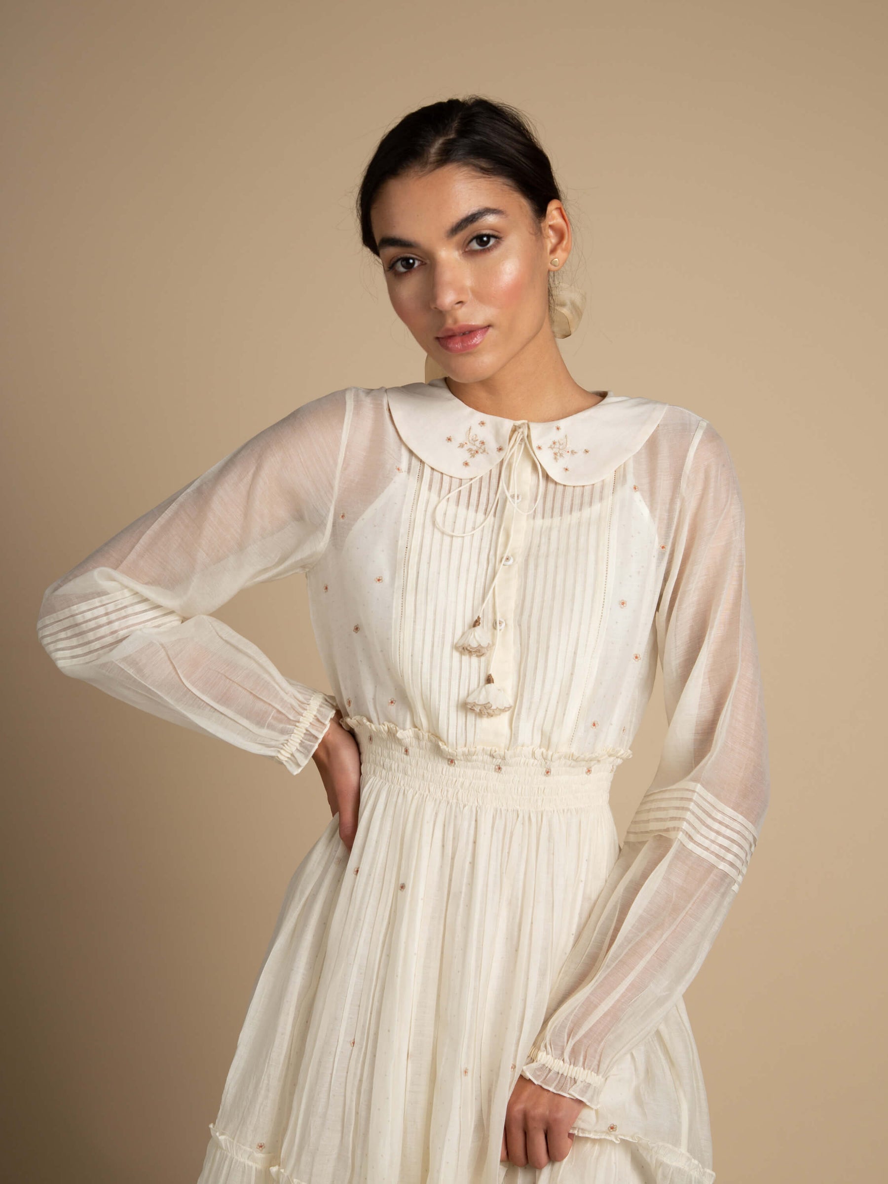 Poets And Poems Dress: Romantic Lace & Embroidery Cotton Dress