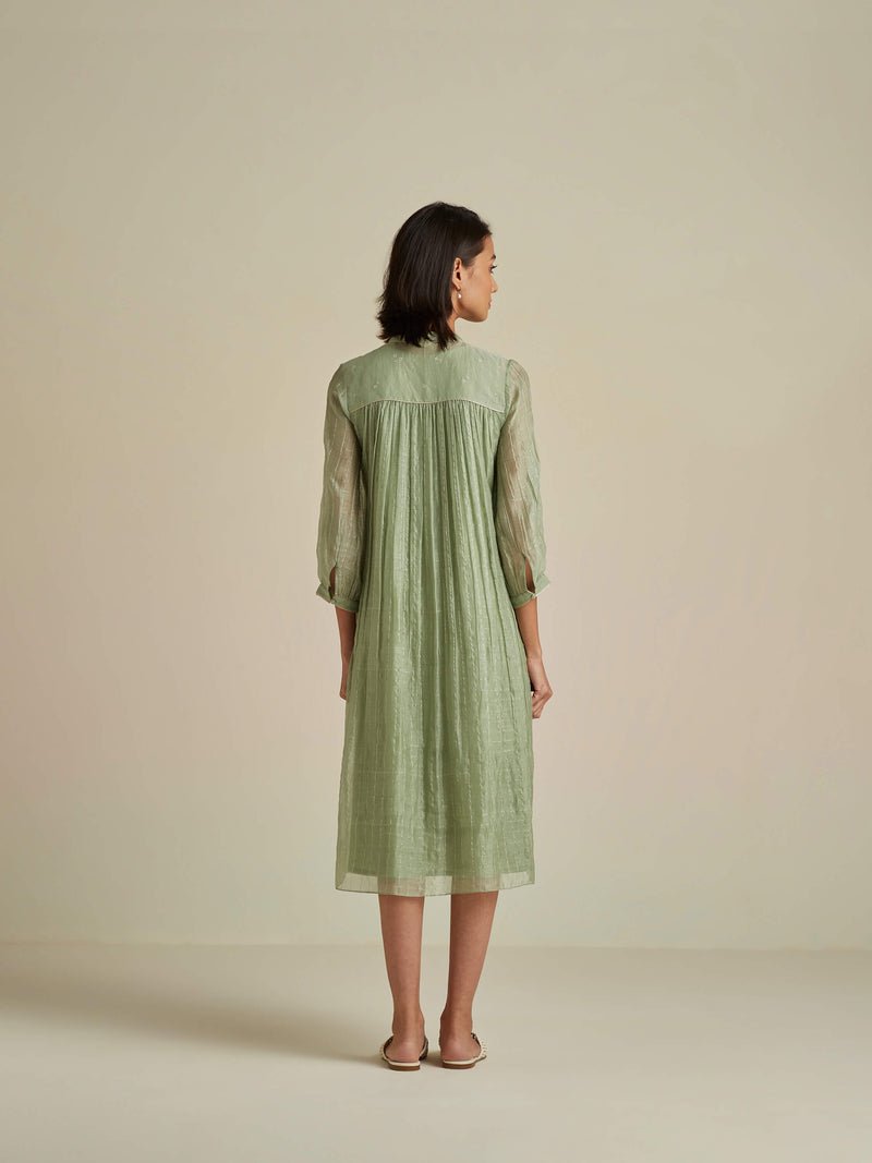 Seafoam Mandarin Collar Dress - BunaStudio