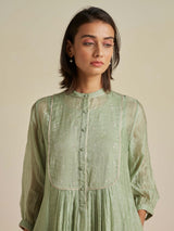 Seafoam Mandarin Collar Dress - BunaStudio