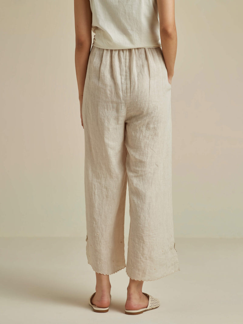 Silver Inlay Linen Pants - BunaStudio