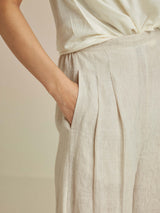 Silver Inlay Linen Pants - BunaStudio