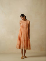 Tangerine Flutter Sleeves Dress