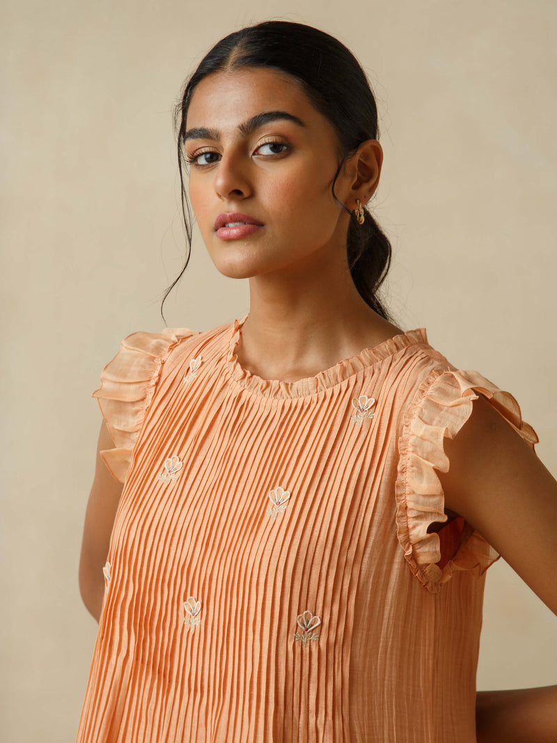 Tangerine Flutter Sleeves Dress