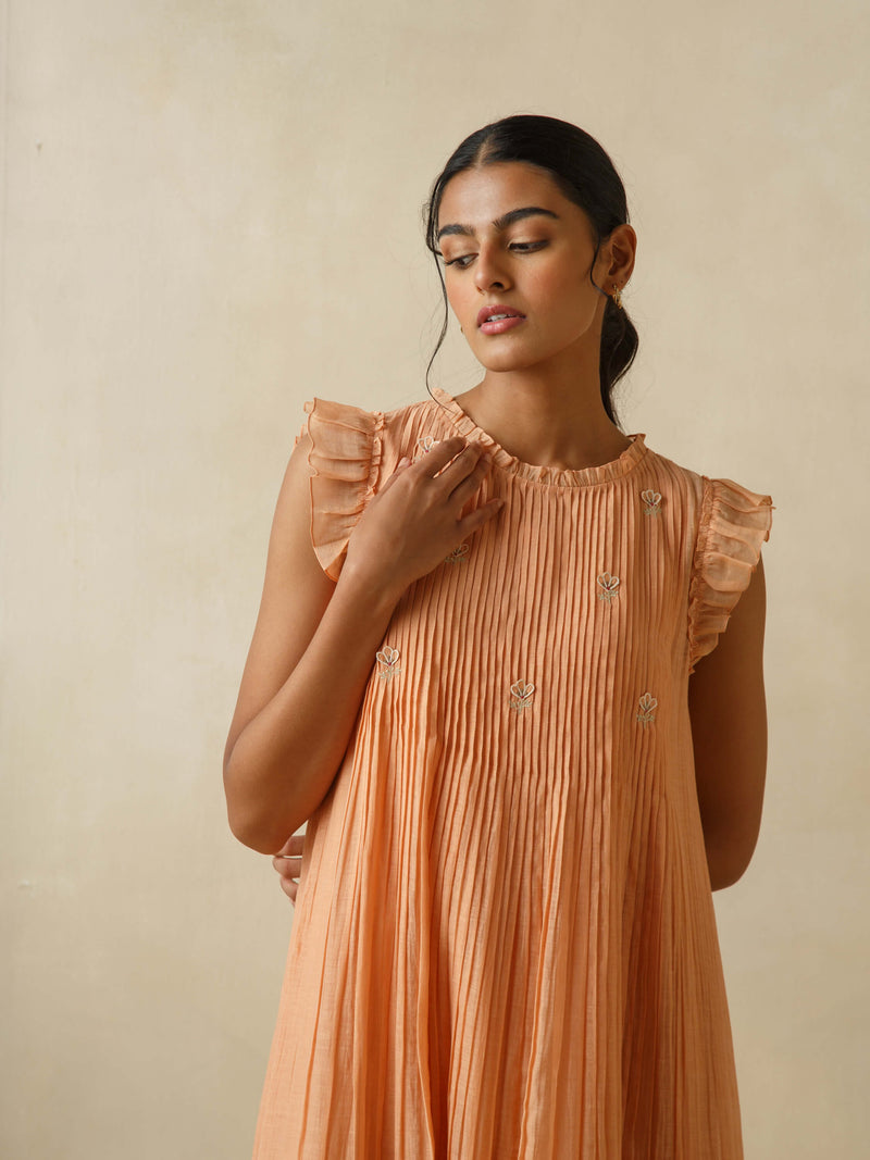 Tangerine Flutter Sleeves Dress