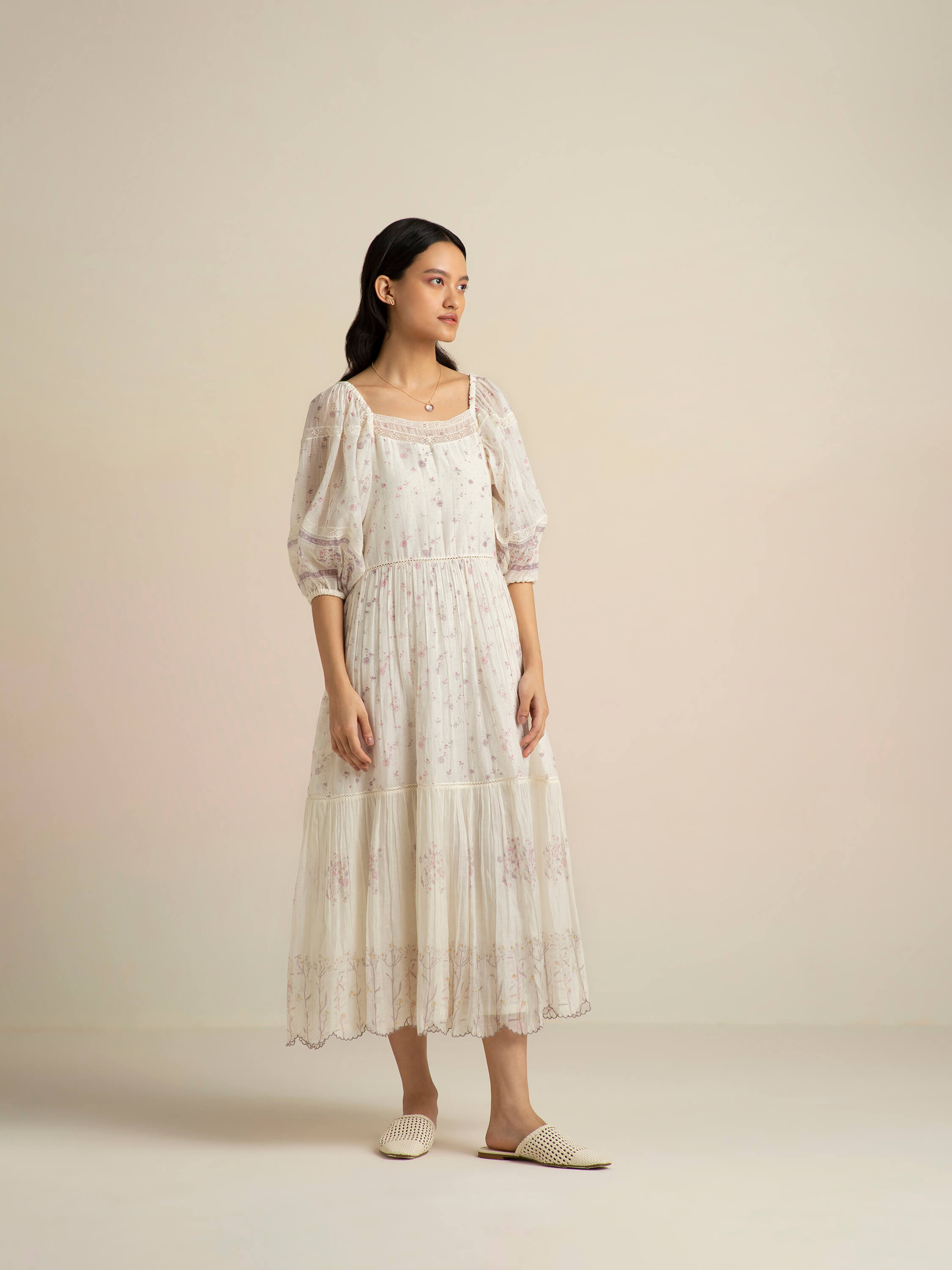 Woven Pearl Dress | Spring 22 | Ivory Cotton Silk Dress – BunaStudio