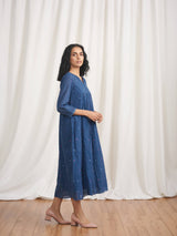 Indigo Skies Gathered Dress - BunaStudio