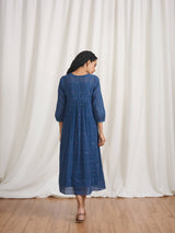 Indigo Skies Gathered Dress - BunaStudio