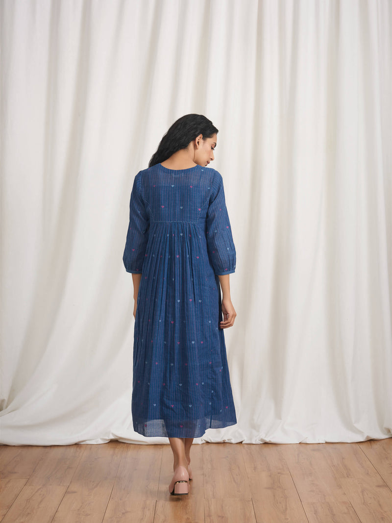 Indigo Skies Gathered Dress - BunaStudio