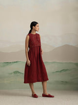 Berry Quilt Linen Dress