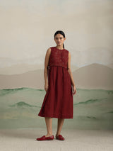 Berry Quilt Linen Dress
