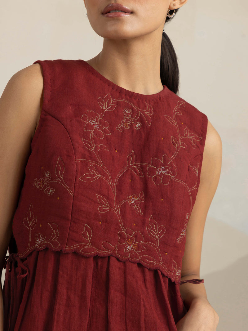 Berry Quilt Linen Dress