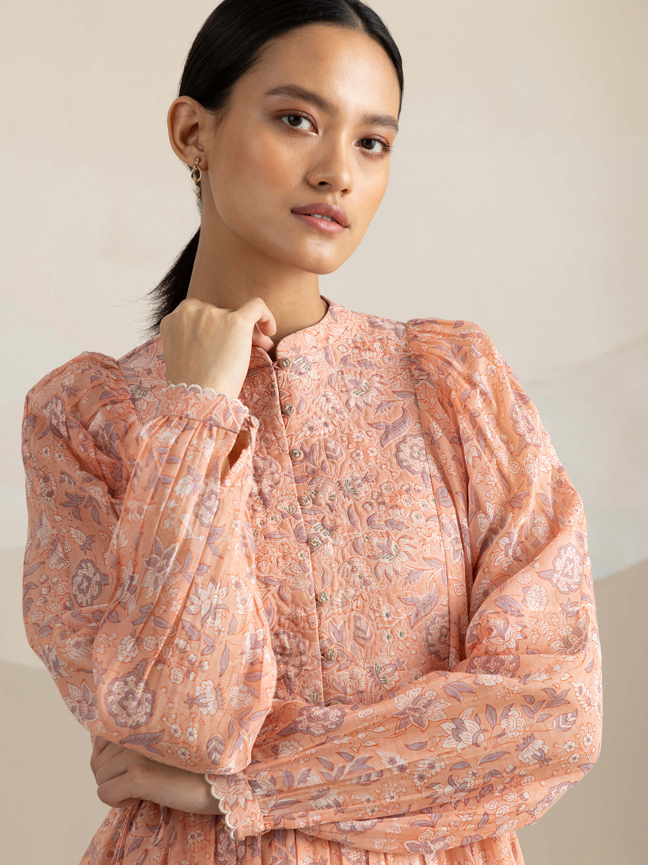 Juliet Peach Midi Dress - Image 6