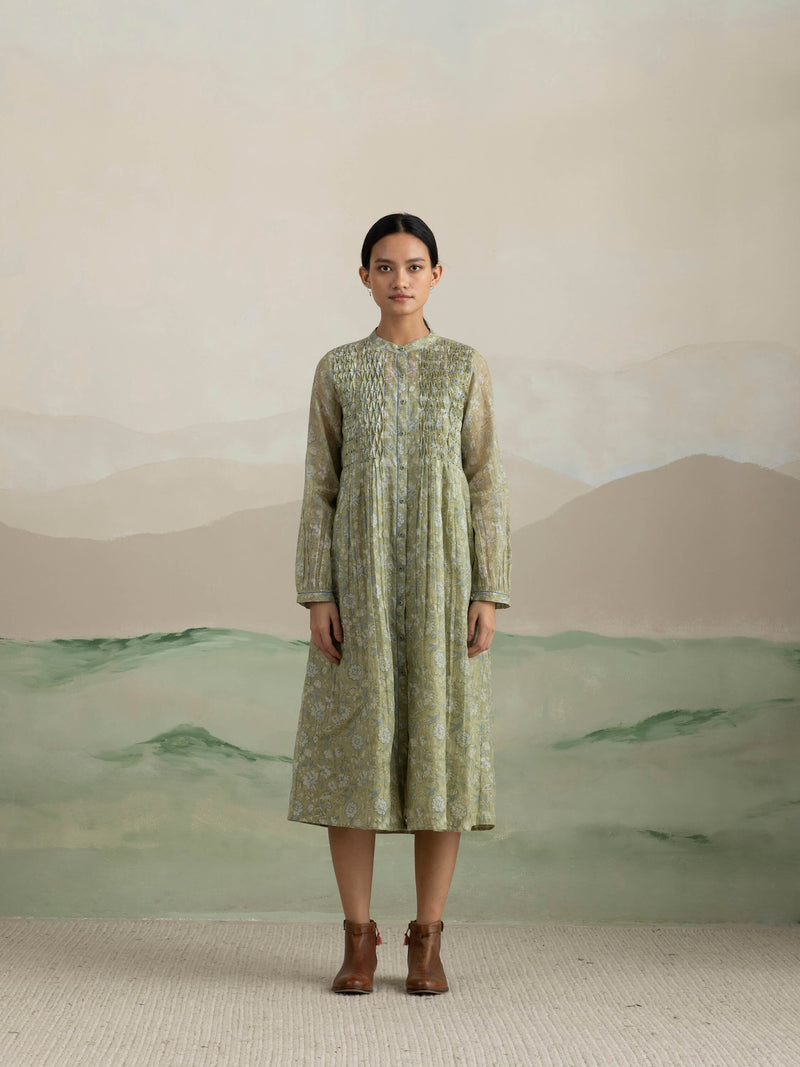 Green Pine Smock Dress