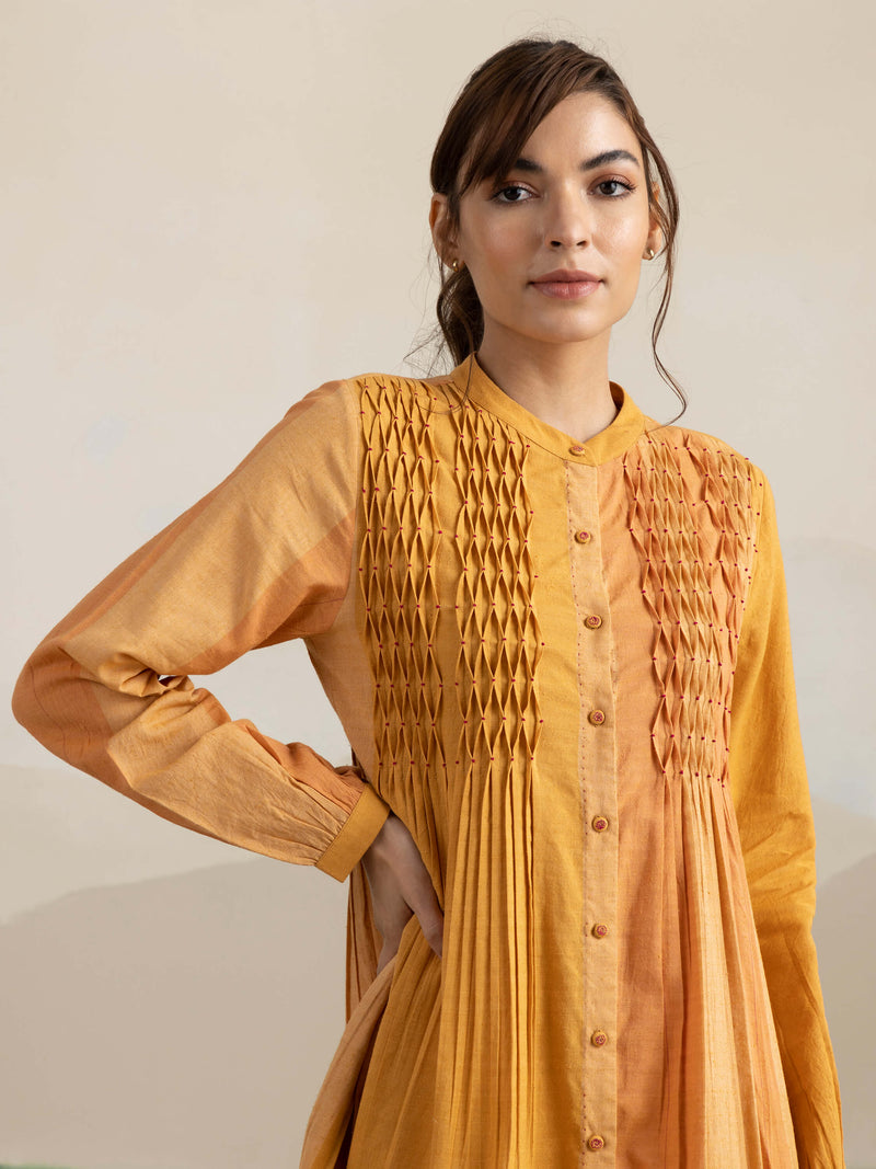 Autumn Leaves Smock Dress | Chrome Yellow | Buna Studio – BunaStudio