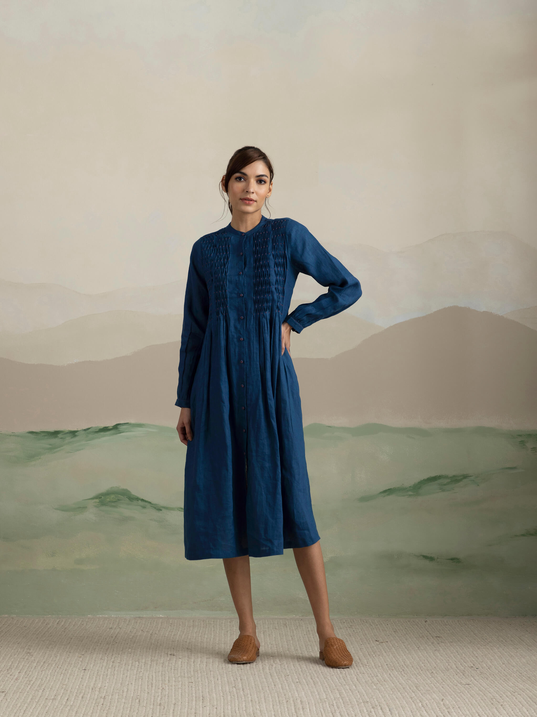 Blue Creek Smock Linen Midi Dress - Image 5
