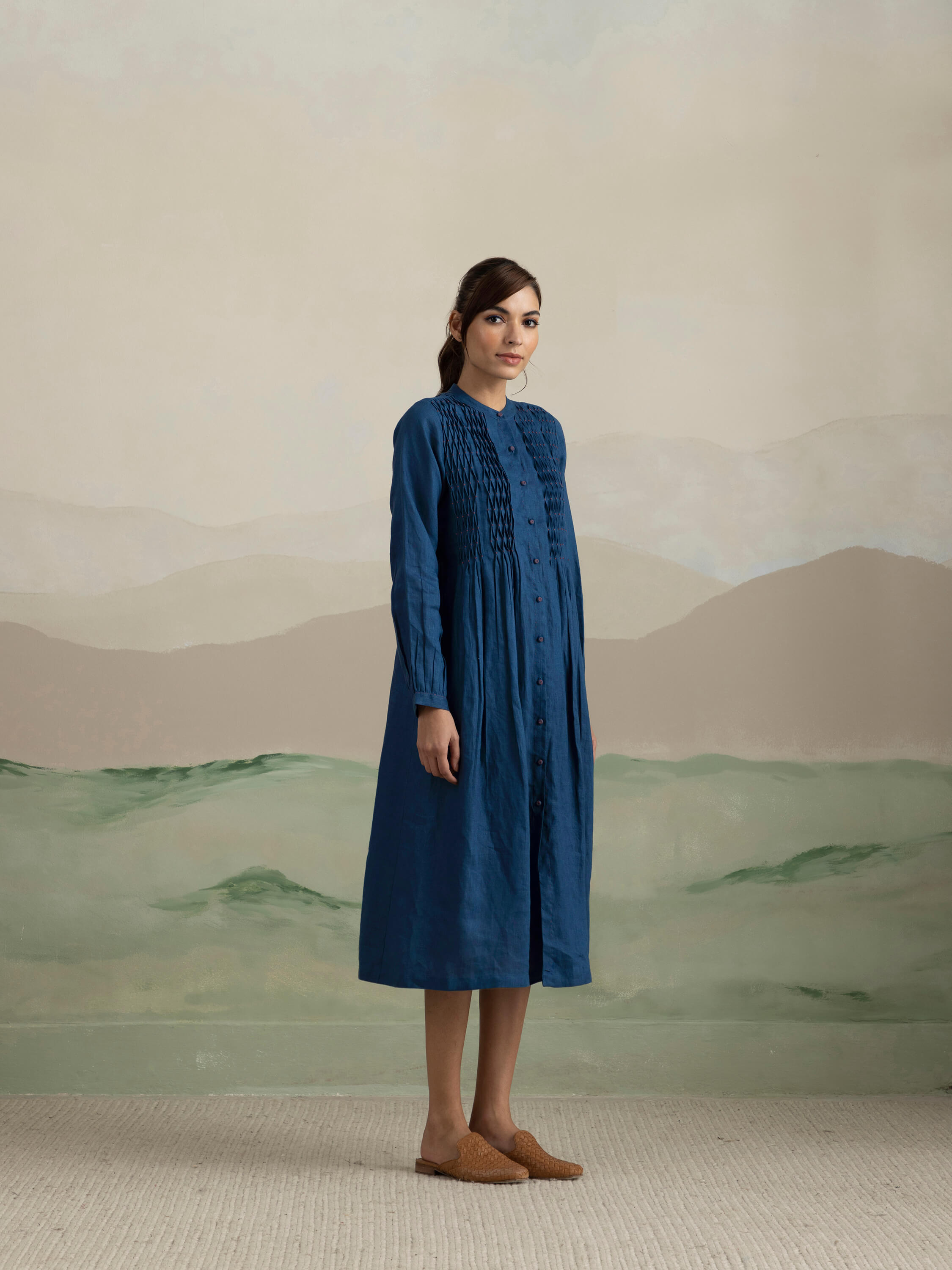Blue Creek Smock Linen Midi Dress - Image 3
