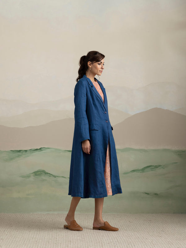 Blue Mist Linen Coat