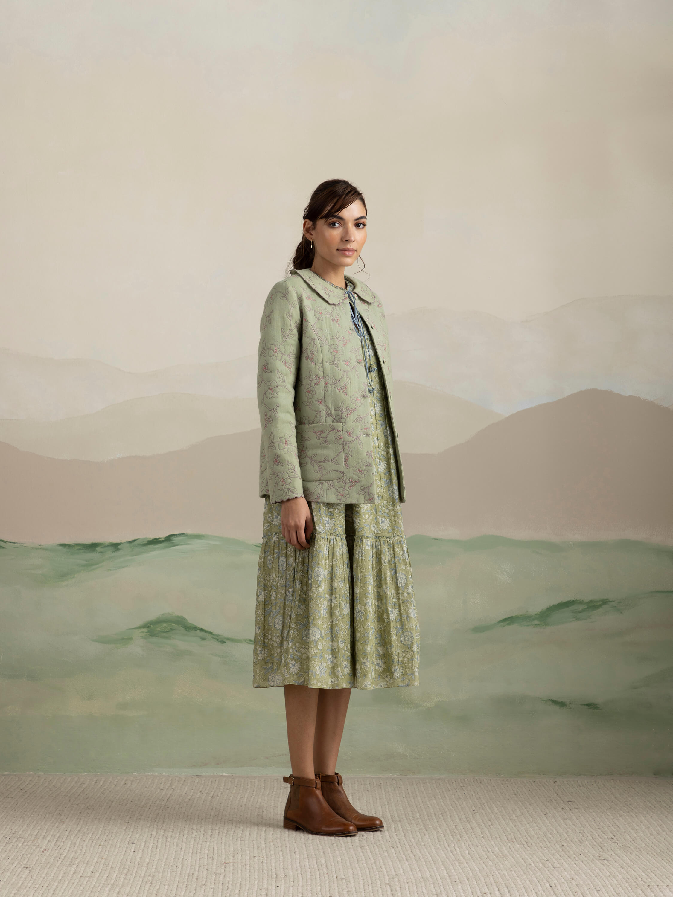 Moss Quilted Wool Jacket - Image 3